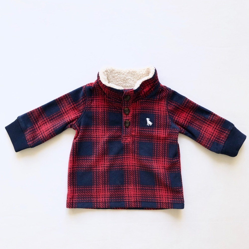 Fleece plaid pullover